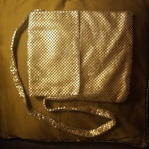 Gold mesh shoulder bag
